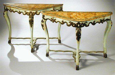 Lot 959 - Pair of Italian Rococo Painted Consoles Each...