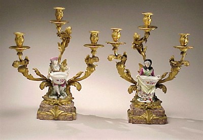 Lot 946 - Pair of Gilt-Bronze Mounted Meissen Porcelain...