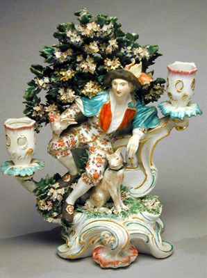 Lot 935 - Chelsea Figural Candelabrum Depicting a...
