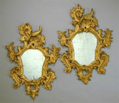 Lot 927 - Pair of Continental Rococo Gilt-Wood Mirrors...
