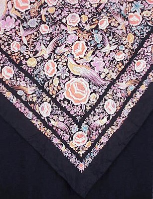 Lot 1155 - Embroidered Silk Shawl Chinese, early 20th...