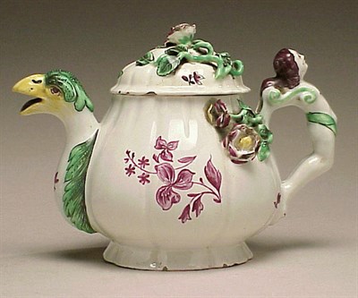 Lot 873 - German Faience Teapot 18th Century Of bulbous...