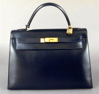 Lot 993 - Hermes Deep Navy Calf Kelly Bag 1980s With...