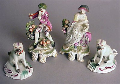 Lot 887 - Pair of English Porcelain Figures of a Lady...