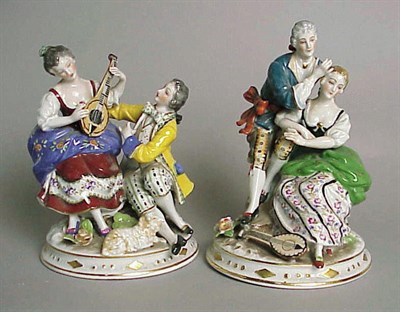 Lot 890 - Pair of Continental Porcelain Groups Each...