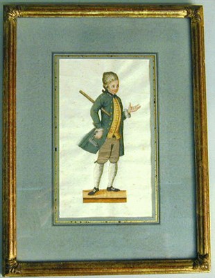 Lot 961 - Framed French Watercolor and Silk Picture...
