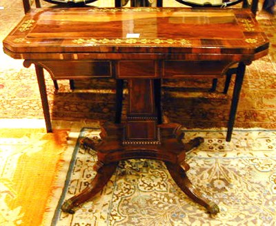 Lot 564 - Late Regency Brass Inlaid Rosewood Games Table...