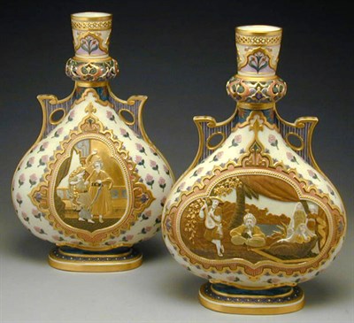 Lot 788 - Pair of Royal Worcester Porcelain Vases Each...
