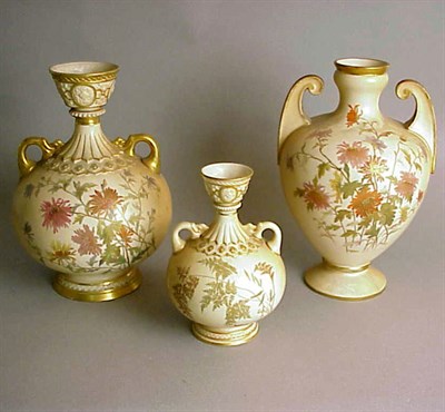 Lot 804 - Group of Three Royal Worcester Gilt-Decorated...