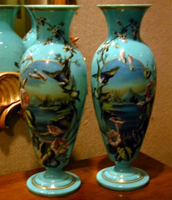 Lot 229 - Pair of Enamel-Decorated Opaline Vases