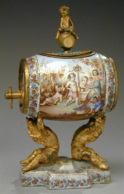 Lot 410 - Viennese Enamel Casket Of barrel form, with a...