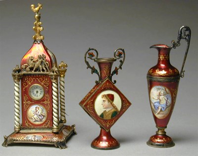 Lot 421 - French Enamel Clock Of rectangular form, in...