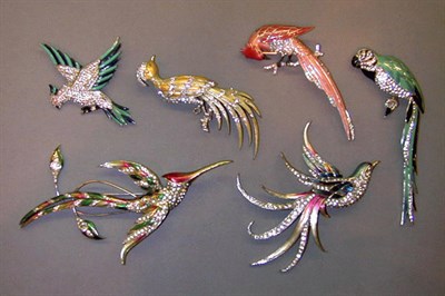 Lot 276 - Group of Six Multicolor Enamel and Pave...