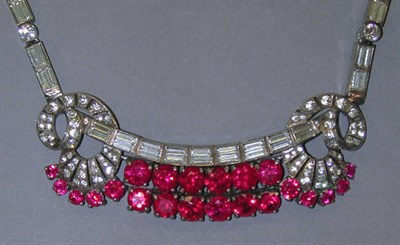 Lot 217 - French Necklace Rhinestone and red stones set...