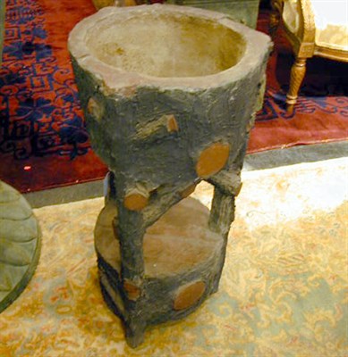 Lot 665 - Pair of Cast Stone Tree-Form Jardinieres