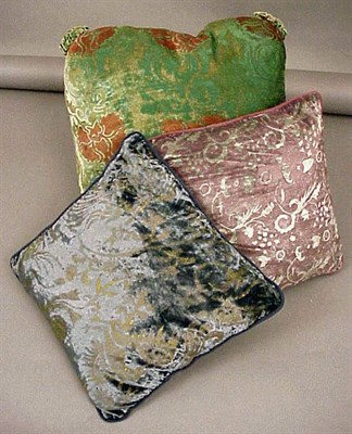 Lot 1190 - Three Stencilled Velvet Pillows Probably...