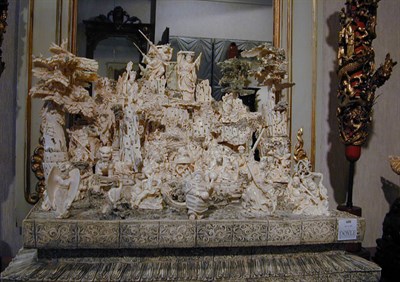 Lot 600 - Chinese Sectional Ivory Diorama of Immortals...
