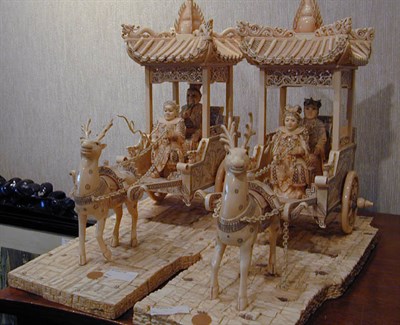 Lot 563 - Pair of Chinese Sectional Ivories of Immortals...