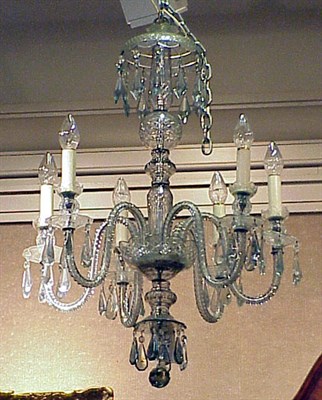 Lot 446 - George III Style Cut Glass Six-Light Chandelier