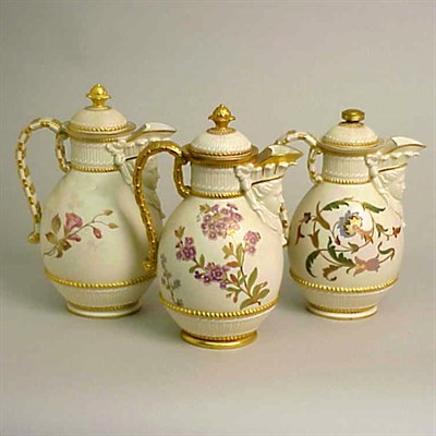 Lot 856 - Group of Three Royal Worcester Gilt-Decorated...