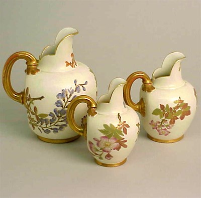 Lot 792 - Group of Five Royal Worcester Gilt-Decorated...