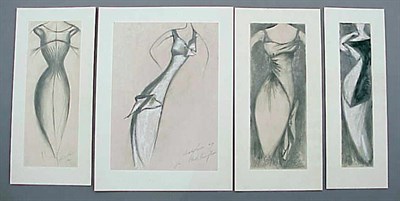 Lot 1247 - Four Charles James Fashion Drawings Each...