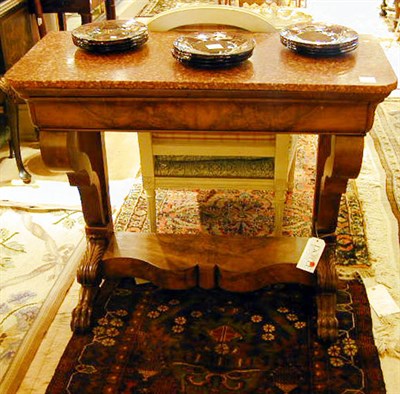 Lot 662 - Empire Style Marble Top Walnut Console