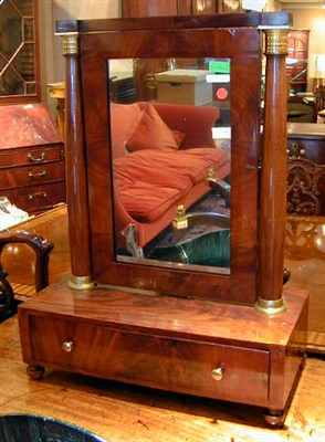 Lot 472 - Empire Style Mahogany Shaving Mirror