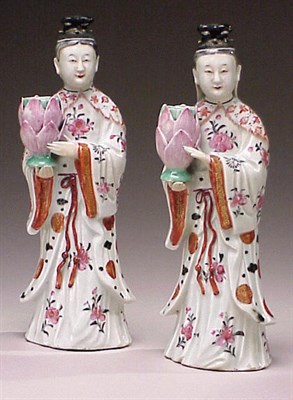Lot 854 - Pair of Chinese Export Porcelain Figural...