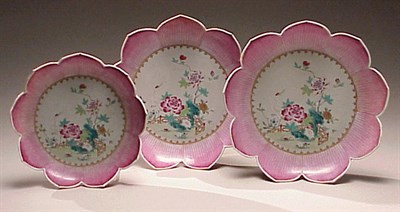 Lot 850 - Set of Three Chinese Export Porcelain Famille...