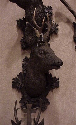 Lot 539 - Carved Wood Head of a Stag