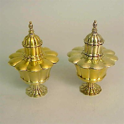 Lot 355 - Pair of Italian Silver Gilt Covered Bowls...