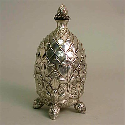 Lot 360 - Continental Silver Covered Box In the form of...