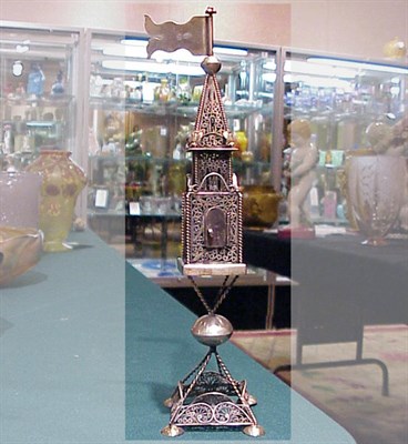 Lot 314 - Continental Silver Spice Tower With filigree...