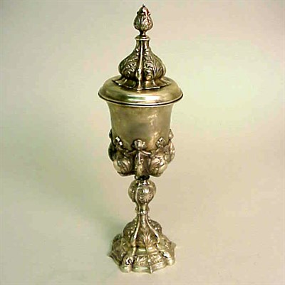 Lot 372 - Continental Silver Covered Goblet With floral...