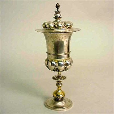 Lot 357 - Continental Silver Covered Goblet The lid with...