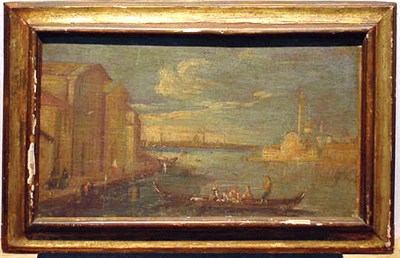 Lot 65 - Venetian School 19th Century VEDUTE Oil on...