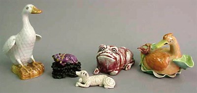 Lot 810 - Four Chinese Porcelain Models of Birds and...