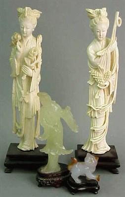 Lot 812 - Pair of Chinese Ivory Figures of Meiren, a...