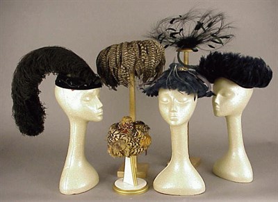Lot 1295 - Group of William J. Feather Hats 1950s Various...