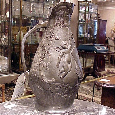 Lot 193 - Continental Pewter Pitcher Inscribed VanVaevert.