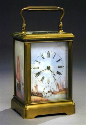 Lot 432 - Bronze and Porcelain Carriage Clock Decorated...