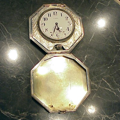 Lot 332 - Sterling Silver Cased Travel Clock