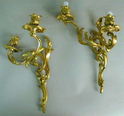 Lot 376 - Pair of Rococo Style Gilt-Bronze Two-Light...