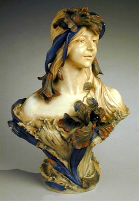 Lot 198 - Royal Dux Porcelain Bust of a Maiden Her hair...