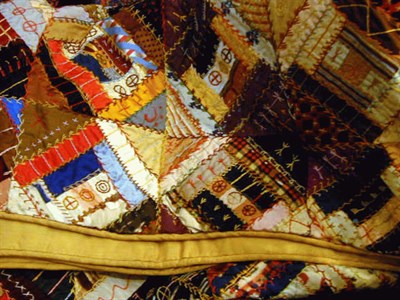 Lot 249A - Pieced Silk and Velvet Crazy Quilt New York,...