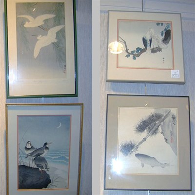 Lot 101 - Four Framed Japanese Prints by Shoson and Others