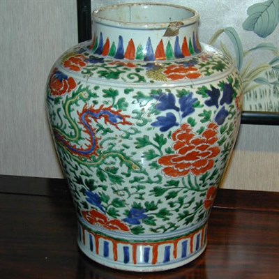 Lot 240 - Chinese Wucai Porcelain Jar with Designs of...