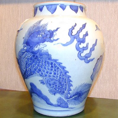 Lot 233 - Large Chinese Blue and White Baluster Jar with...