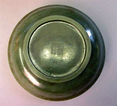 Lot 195 - Chinese Green Jade Dish Six-Character Seal of...